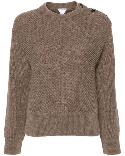 Bottega Veneta Fisherman's-knit Alpaca Wool Sweater - Brown