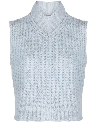 Rus Ribbed-knit Merino-blend Vest - Blue