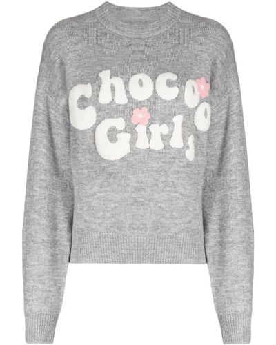 Chocoolate Logo-patch Crew-neck Sweater - Gray