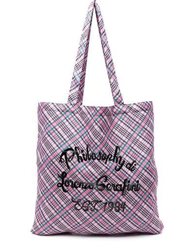 Philosophy Di Lorenzo Serafini Logo-print Check Beach Bag - Purple