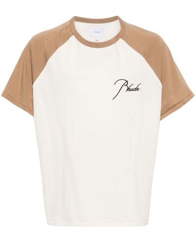 Rhude Colour-block cotton T-shirt - Weiß