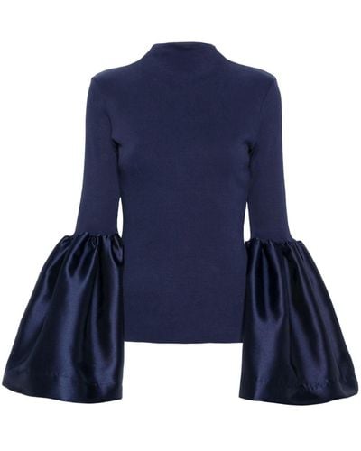 Marques'Almeida Puff-sleeve Ribbed Sweater - Blue