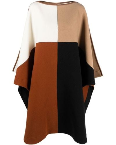 Chloé Colour-Block Knitted Cape - Brown