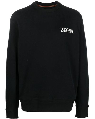 Zegna Sweatshirt mit Logo-Print - Schwarz