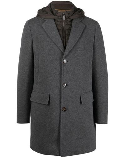 Moorer Manteau en laine à simple boutonnage - Gris