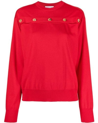 Bottega Veneta Buttoned Wool Pullover - Red
