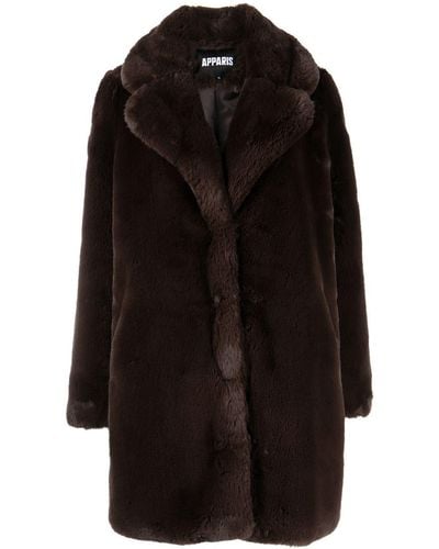 Apparis Oversized Faux-fur Coat - Black