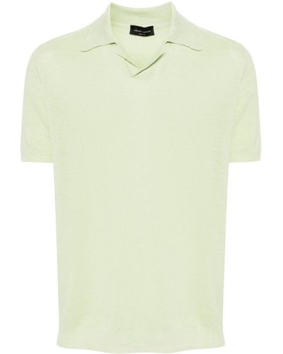 Roberto Collina Linnen Poloshirt - Groen