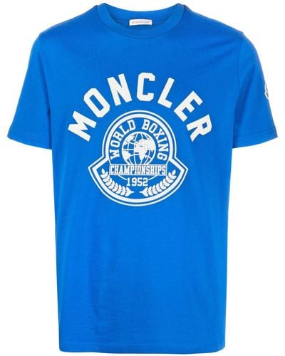 Moncler Logo Cotton Jersey T-shirt - Blue