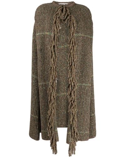 Stella McCartney Chunky-knit Tweed Cape Coat - Green