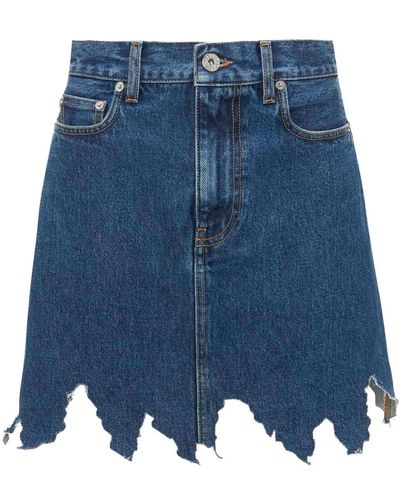 JW Anderson Denim Distressed Mini Skirt - Blue