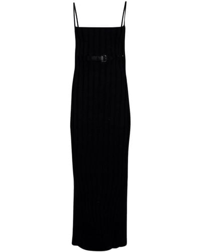 Alexander Wang Belted Ribbed-knit Dress - Black