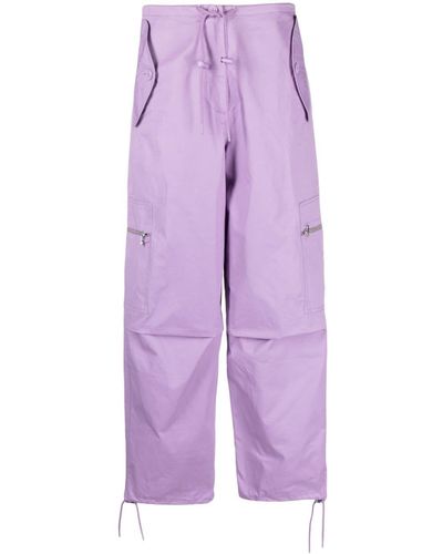 Samsøe & Samsøe Chi Drawstring-waist Cotton Cargo Trousers - Purple