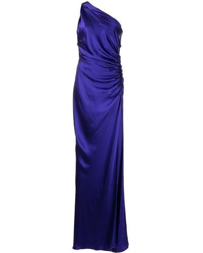 Michelle Mason Asym Gatherered Gown - Purple