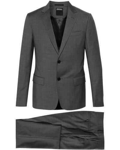ZEGNA Single-breasted Wool Suit - Grey