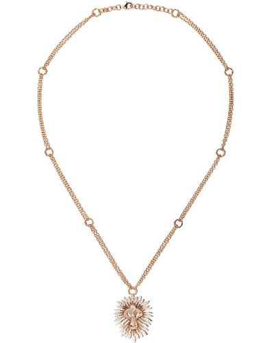 Kismet by Milka 14kt Rose Gold Large Lion Diamond Pendant Necklace - Metallic