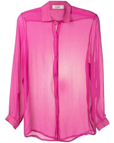 Amir Slama Sheer Crinkled Silk Shirt - Pink
