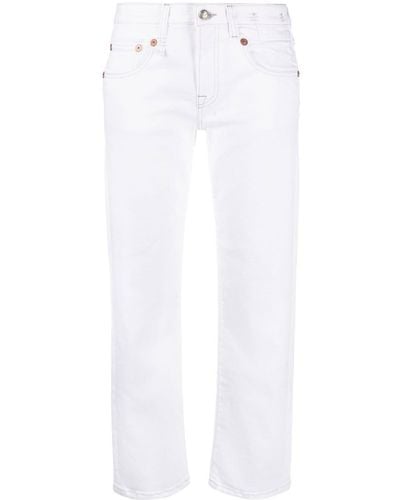 R13 Distressed-edge Straight-leg Jeans - White