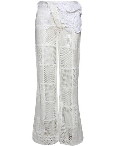 Roberta Einer Pantalon ample à appliques fleurs - Blanc