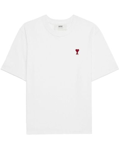 Ami Paris Camiseta con logo bordado - Blanco