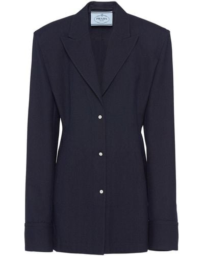 Prada Single-breasted Pinstripe Jacket - Blue