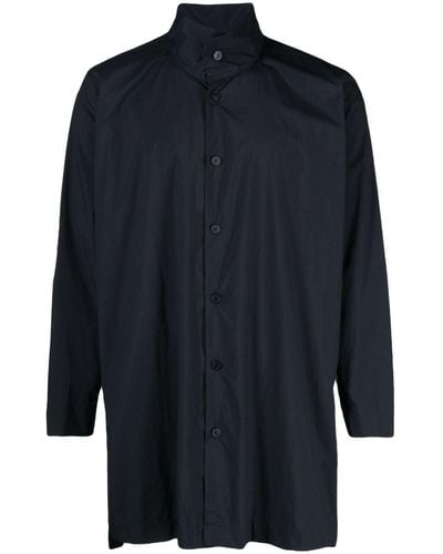 Homme Plissé Issey Miyake Stand-up Collar Oversized Shirt - Blue