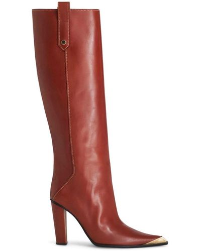 Etro Metallic Toe-cap Knee-high Boots - Red