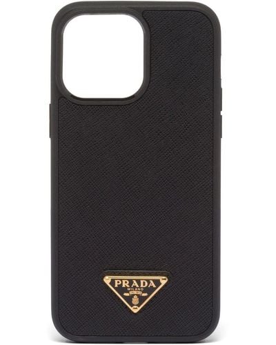 Prada Leather Iphone 14 Pro Max Case - Black