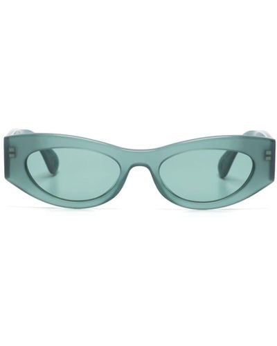Lanvin Logo-lettering Rectangle-frame Sunglasses - Green
