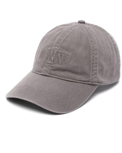Ganni Logo-embroidered Baseball Cap - Gray