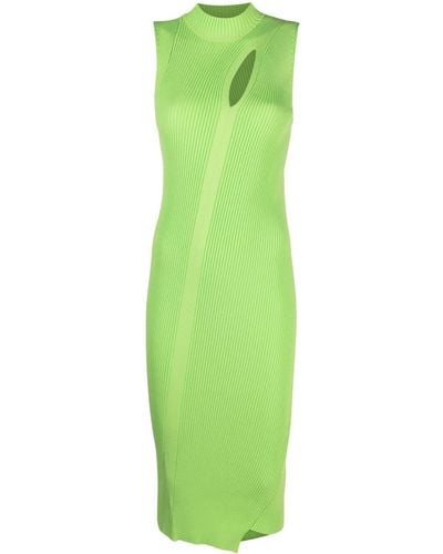 Versace Slashed Roll-neck Midi Dress - Green
