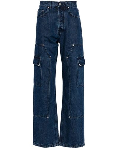 Palm Angels Frame straight-leg cargo jeans - Blu