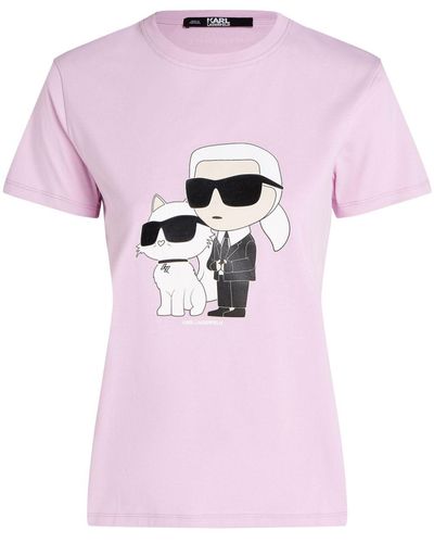 Karl Lagerfeld Ikonik Karl & Choupette T-shirt - Pink