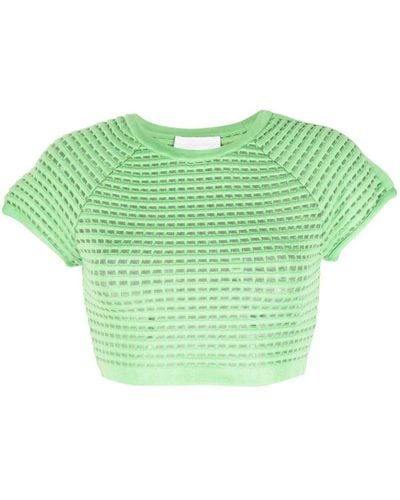 Genny Open-knit Cropped Top - Green