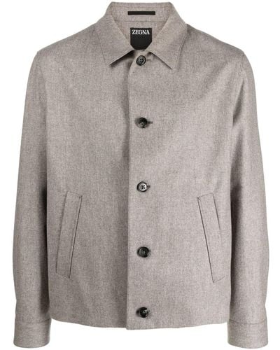 Zegna Mélange Single-breasted Shirt Jacket - Grey