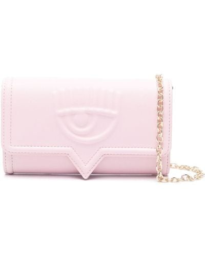 Chiara Ferragni Eyelike-motif Leather Clutch Bag - Pink