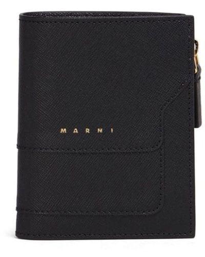 Marni Bi-fold Leather Wallet - Black
