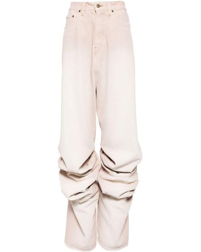 Y. Project Wrinkled Mid-rise Wide-leg Jeans - Natural