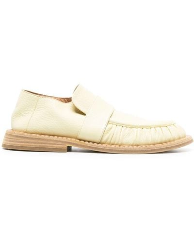 Marsèll Round-toe Ruched Leather Loafers - Natural