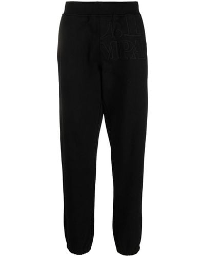 C.P. Company Pantalon de jogging en coton à patch logo - Noir