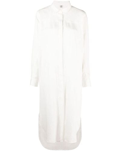 Totême Long-sleeved Striped Shirt Dress - White