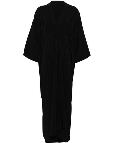 Rick Owens V-neck Crepe Maxi Dress - Black