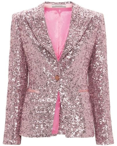 Tagliatore Sequined Single-breasted Jacket - Pink