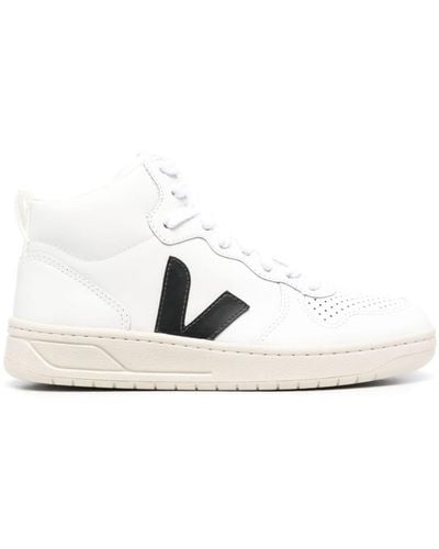 Veja V-10 High-top Leather Sneakers - White
