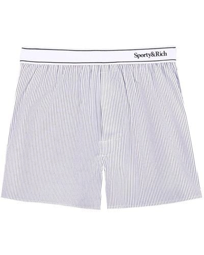 Sporty & Rich Striped Cotton Shorts - Purple