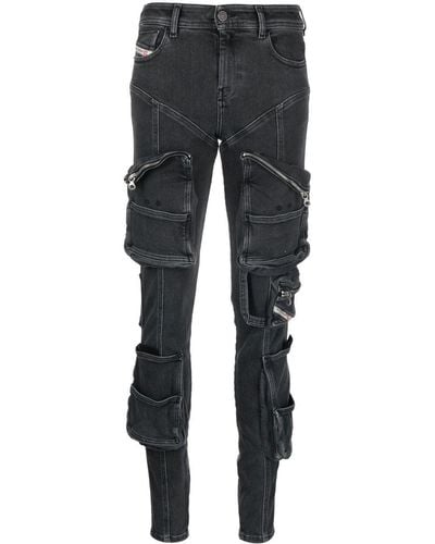 DIESEL Jeans skinny Slandy con tasche - Nero