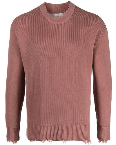 Laneus Raw-cut Ribbed-knit Sweater - Red