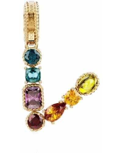 Dolce & Gabbana Rainbow Alphabet 18kt Yellow Gold Multi-stone Pendant - Metallic