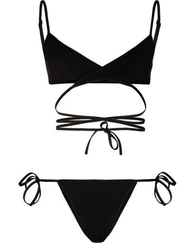 Balenciaga Bikini Met Wikkelstijl - Zwart