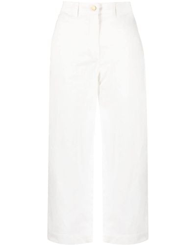 Max Mara Linen Blend Cropped Trousers - White